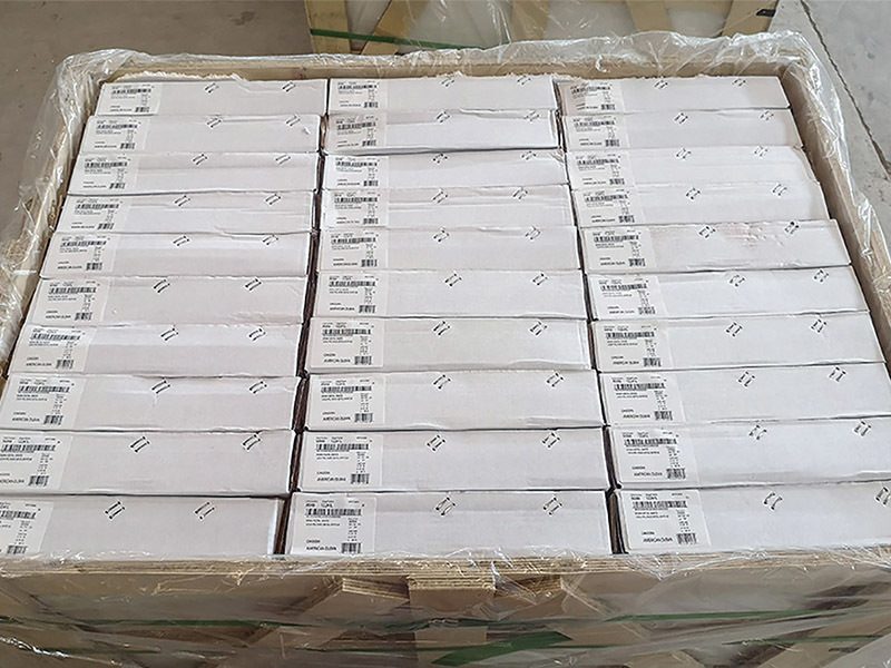 Boxed tiles stacked on a pallet