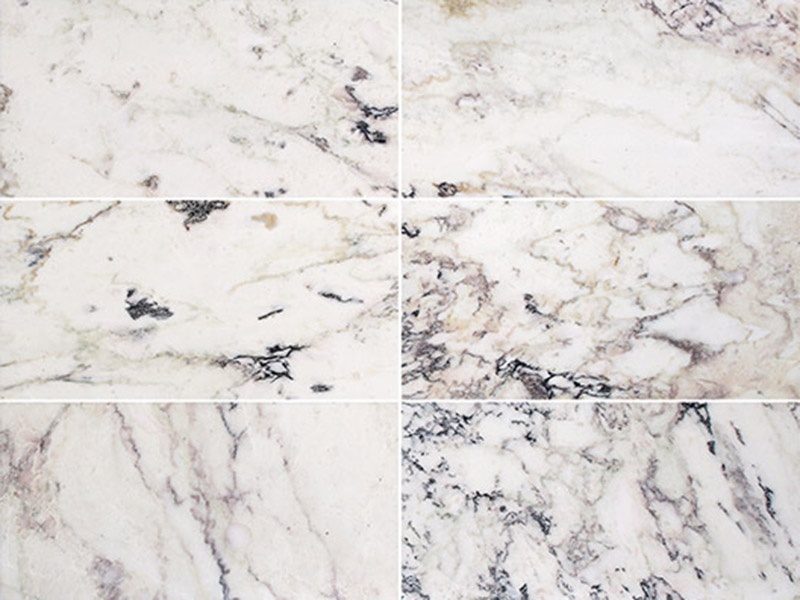 Arabescato Violet polished tiles, white with lilac grey veins