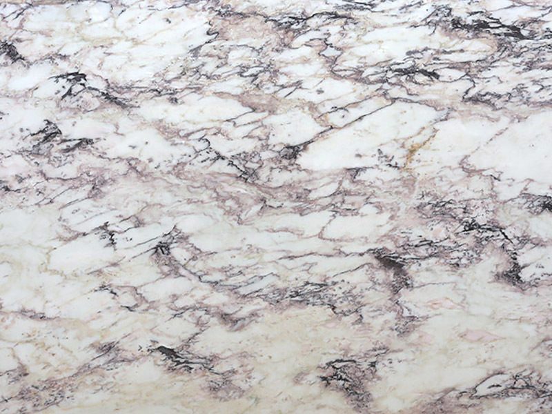 A large Arabescato Violet slab, white with lilac grey veins